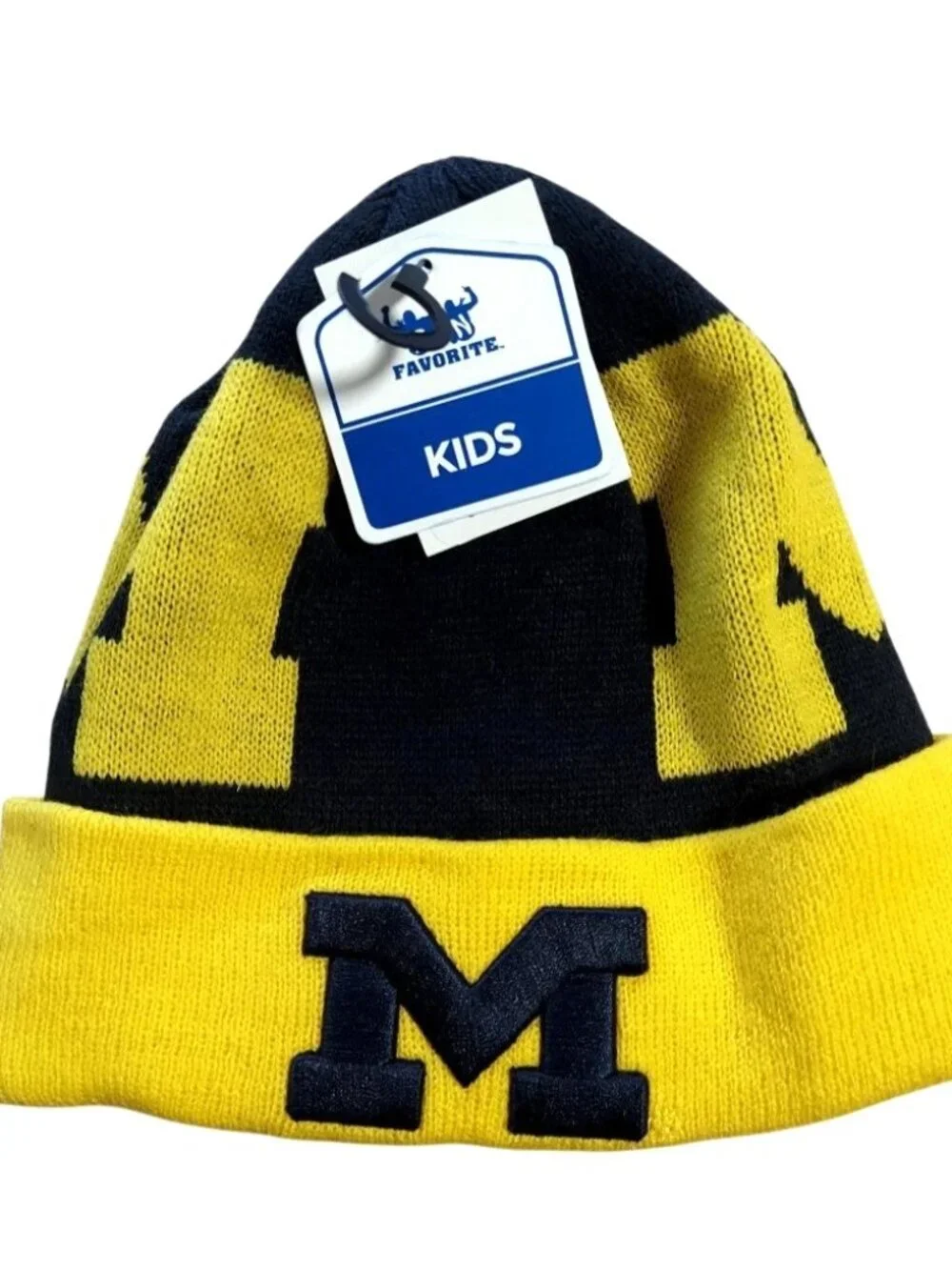 Michigan Wolverines Kids Hat Knit Roll Cuff Pom New Fan Favorite